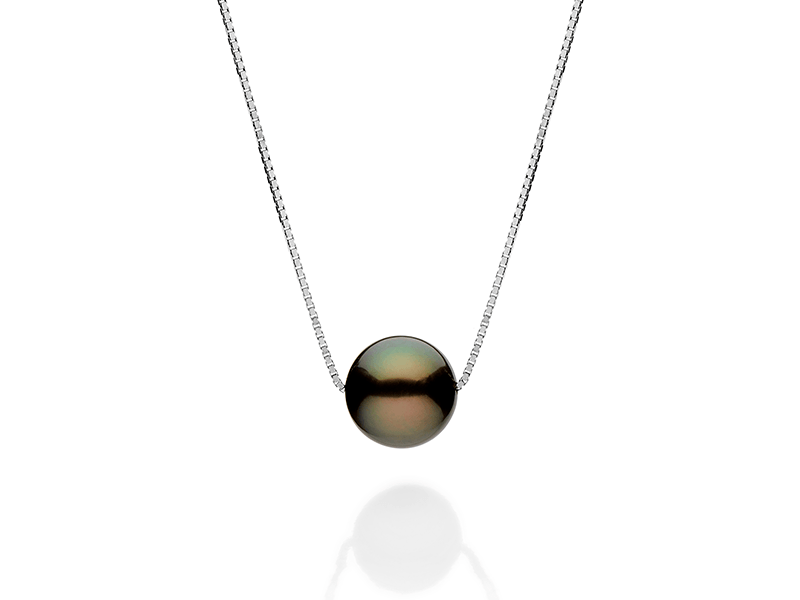 Gargantilha em ouro branco com pérola negra do Tahiti