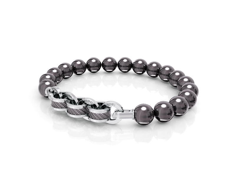 Pulseira Senna em ouro branco da coleção Okubo Men Julio Okubo inspirada no legado de Ayrton Senna