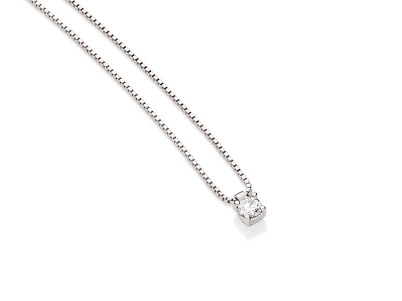 Colar em ouro branco 18k com diamante ponto de luz