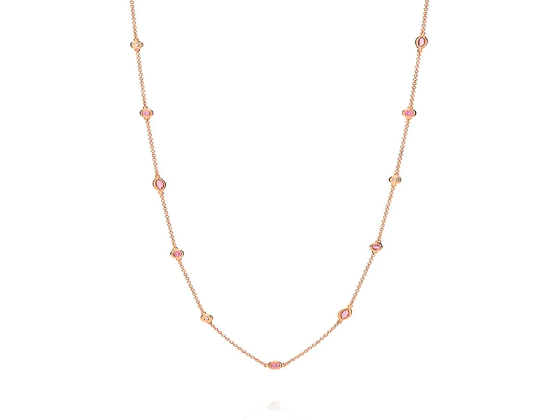 Colar em ouro rosé 18k com safiras e diamantes