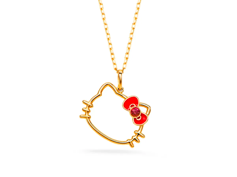Pingente Silhueta Hello Kitty em ouro amarelo e rubi